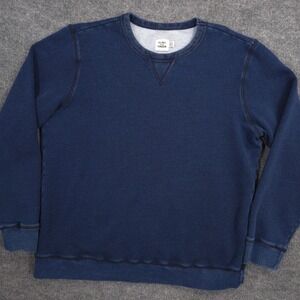 Huckberry Flint and Tinder Indigo Fleece Crew Sweatshirt Mens XXL Blue Pullover‎